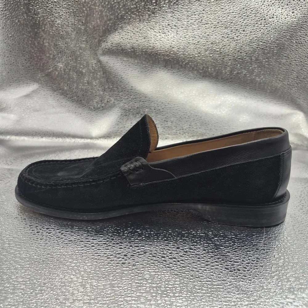 Johnston & Murphy Mens Black Suede Leather Trim Loafers Italy 8.5 M 15-8863